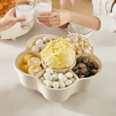 Таця для сервірування їжі, органайзер з обертанням, контейнер для сервірування та миття, бежевий колір