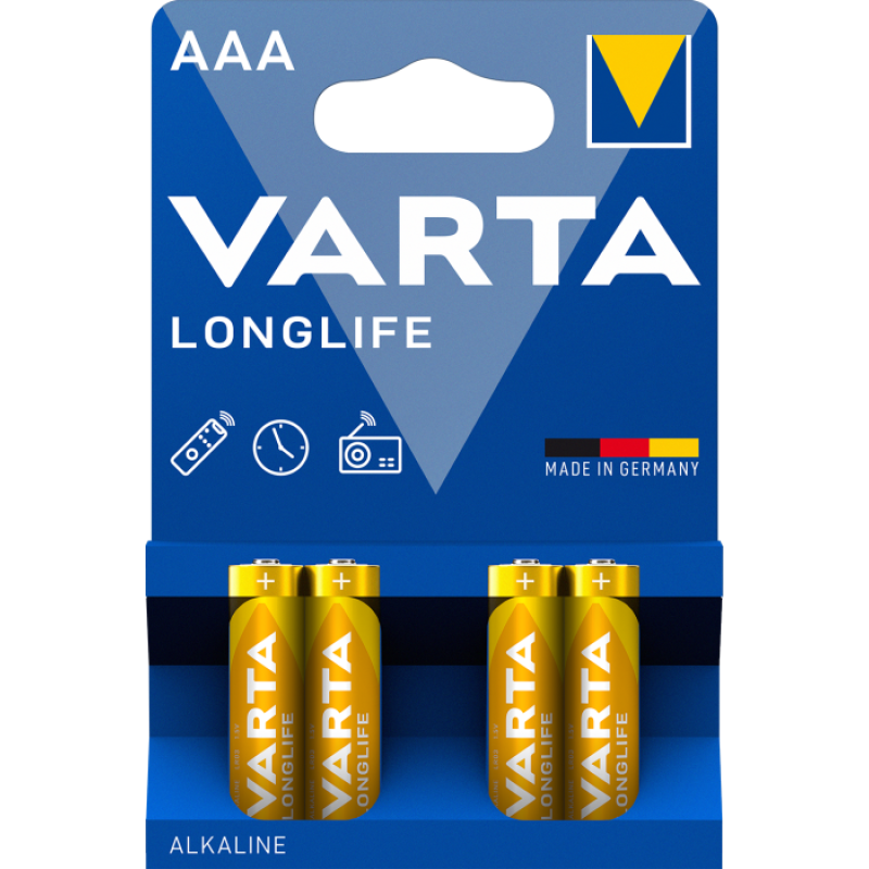 Батарейка Varta Longlife Alkaline LR03 (AAA), лужна, 1 шт., ТІЛЬКИ ОРИГИНАЛ
