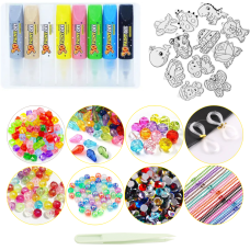 Вітражні фарби та аксесуари для DIY-виробів, намистини та гумки, набір творчості, Set 1