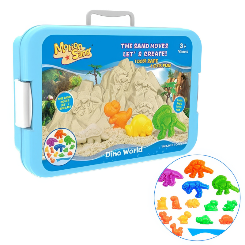 Пісок кінетичний для дітей “Світ динозаврів”, маса для ліплення набір для творчості з формами для ліплення