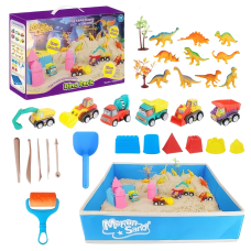 Пісок кінетичний для дітей “Парк динозаврів”, маса для ліплення набір для творчості з формами для ліплення
