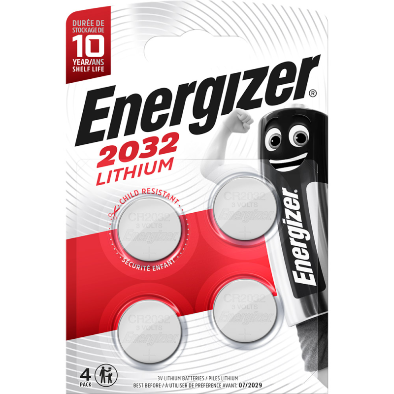 Батарейка Energizer CR2032 Lithium, 3.0 V, 4 шт.