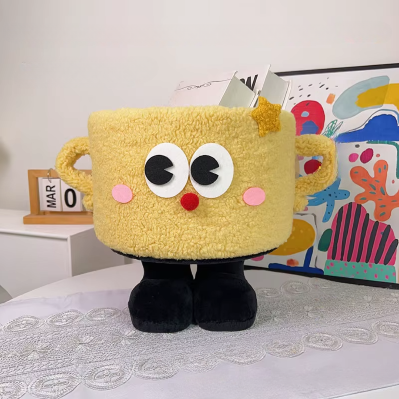 Кошик для іграшок плюшевий органайзер у дитячу кімнату м“який для речей та іграшок дитячий, жовтий