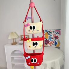 Навісний органайзер для дітей | Плетений кошик для зберігання іграшок та аксесуарів, червоний