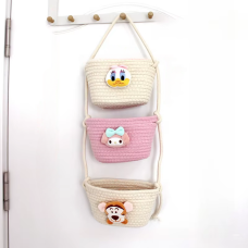 Навісний органайзер для дітей | Плетений кошик для зберігання іграшок та аксесуарів, бежевий