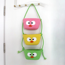 Навісний органайзер для дітей | Плетений кошик для зберігання іграшок та аксесуарів, зелений