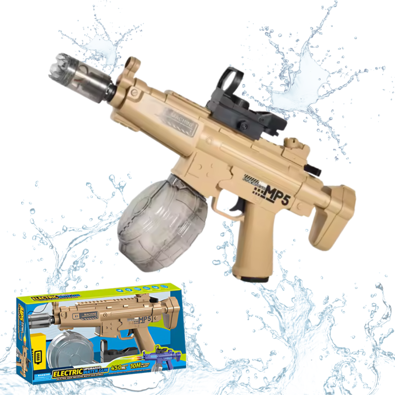 Водний електричний пістолет для дітей, водний автомат МР5 на акумуляторі з підсвічуванням, іграшковий, коричневий