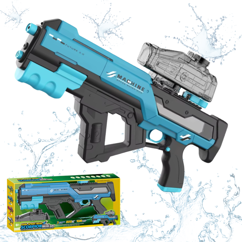 Водний пістолет для дітей, електричний водний автомат Скорпіон з автоматичним закачуванням води, синій