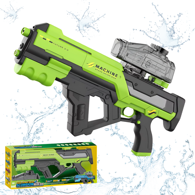 Водний пістолет для дітей, електричний водний автомат Скорпіон з автоматичним закачуванням води, зелений