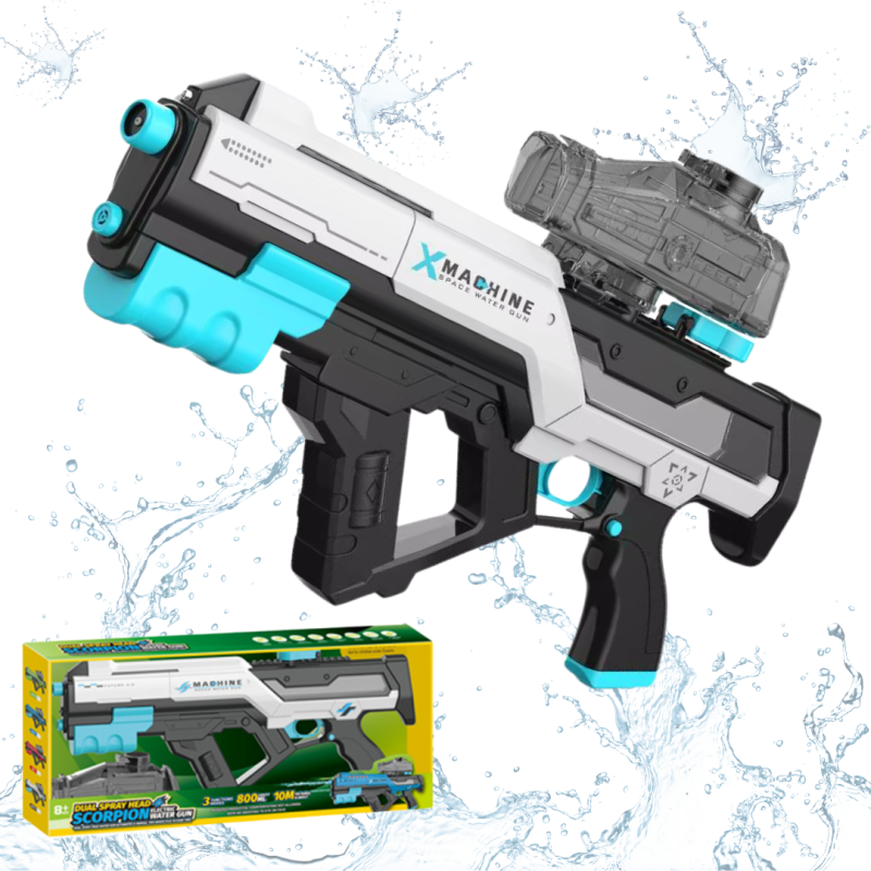 Водний пістолет для дітей, електричний водний автомат Скорпіон з автоматичним закачуванням води, білий