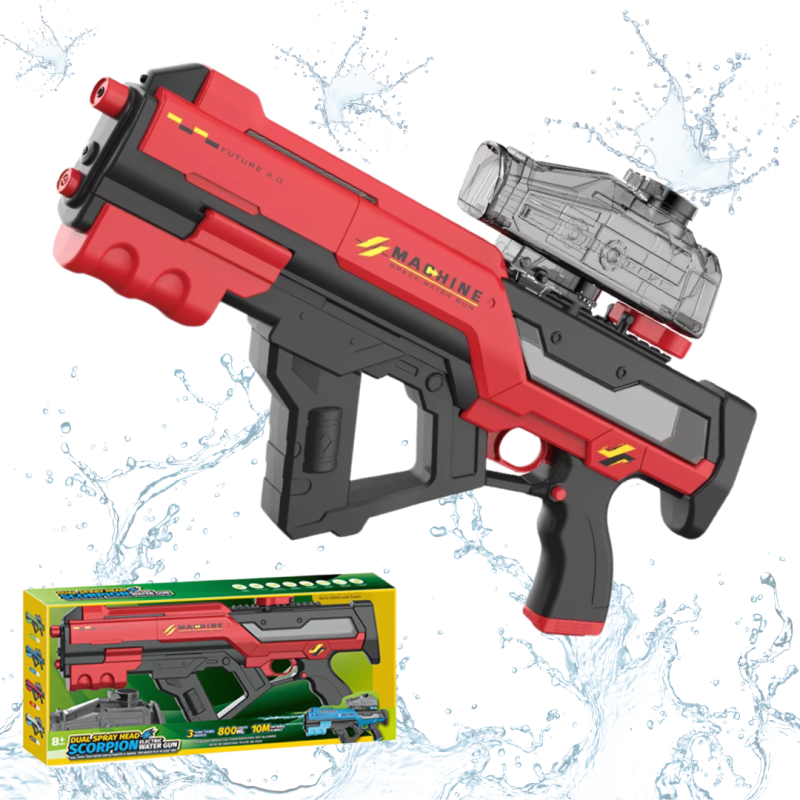 Водний пістолет для дітей, електричний водний автомат Скорпіон з автоматичним закачуванням води, червоний