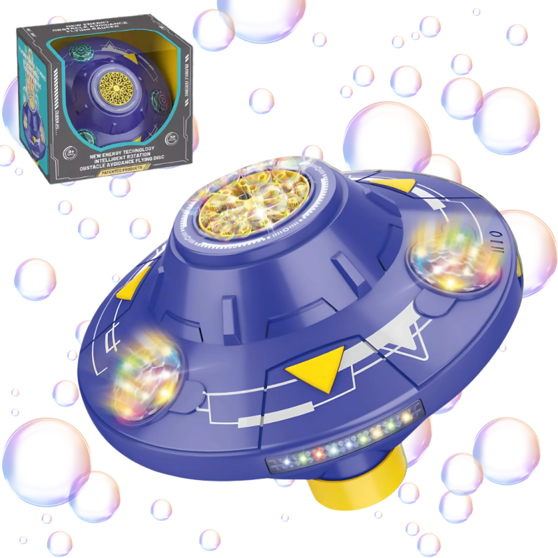 Генератор мильних бульбашок, бульбашкова машина на акумуляторі для дітей, космічна тарілка, синій