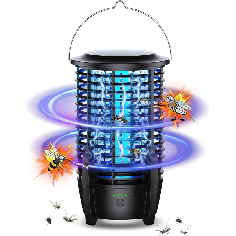 Антимоскітна лампа акумуляторна портативна з пасткою від комах,світильник знищувач комарів і мух