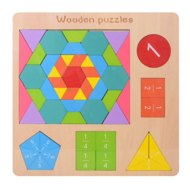 Дерев“яна іграшка Геометрика Головоломка MD 2162 фігури, цифри