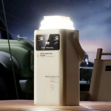 Портативний зовнішній акумулятор із швидкою зарядкою 30000мАч, павербанк із ліхтариком та вбудованими кабелями White