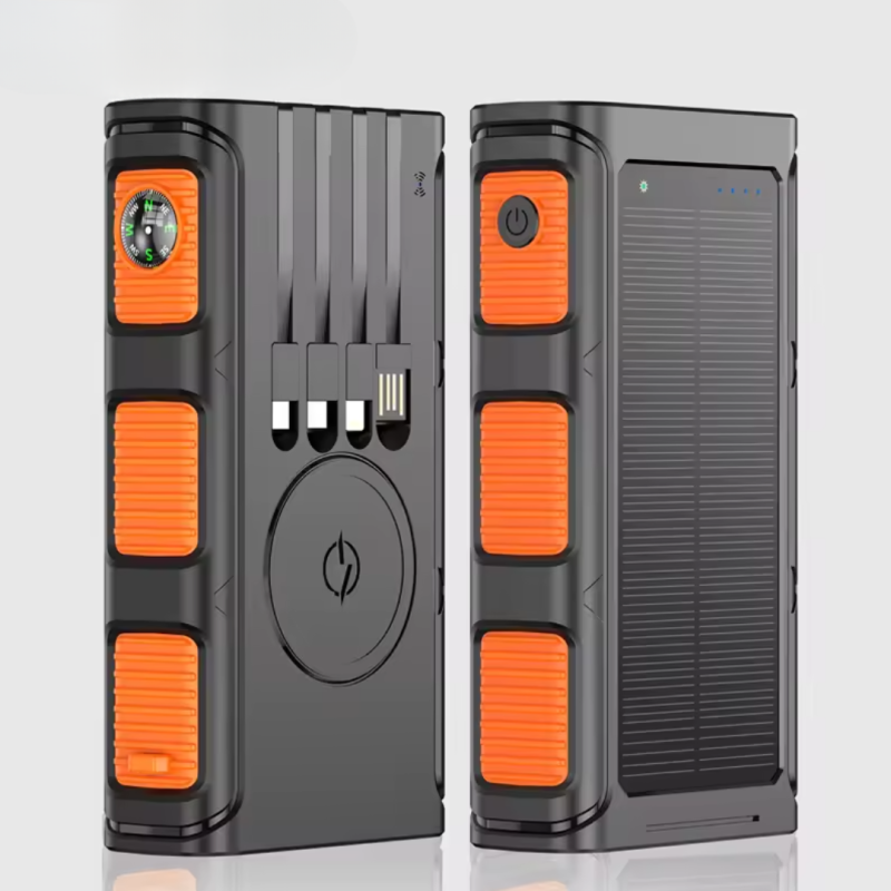 Портативний зовнішній акумулятор, павербанк на сонячній батареї з бездротовою зарядкою 20000мАч Orange