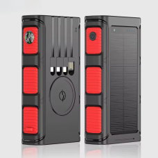 Портативний зовнішній акумулятор, павербанк на сонячній батареї з бездротовою зарядкою 20000мАч Red