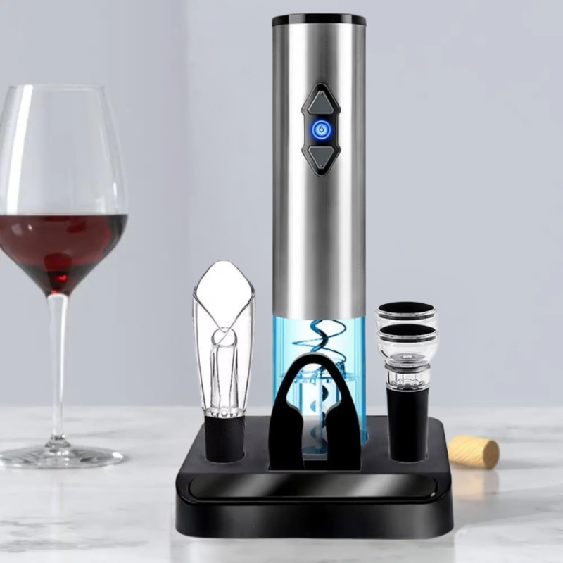 Штопор електричний на батарейках для вина 6в1 елктроштопор, аератор, 2 пробки, ніж для фольги, з підтавкою