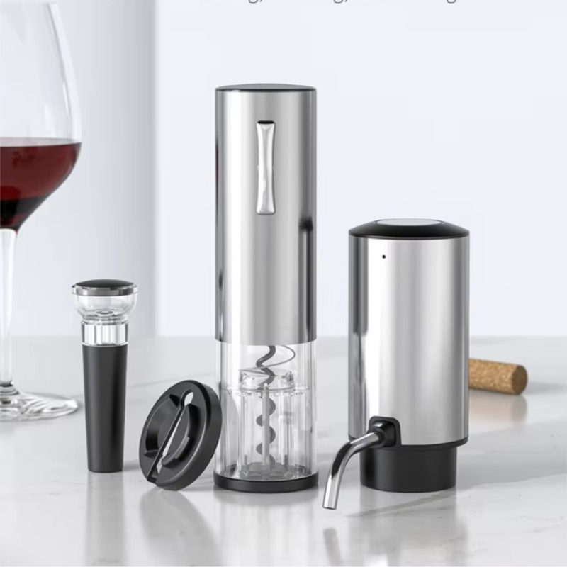 Набір для вина аератор, штопор акумуляторні, електричні. Комплет 4в1 штопор, аератор, пробка, ніж для фольги