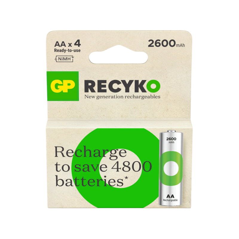 Акумулятор GP ReCyKo+ R6 (АА), 2700 series, 2600 mAh Ni-MH, 4 шт., ТІЛЬКИ ОРІГИНАЛ