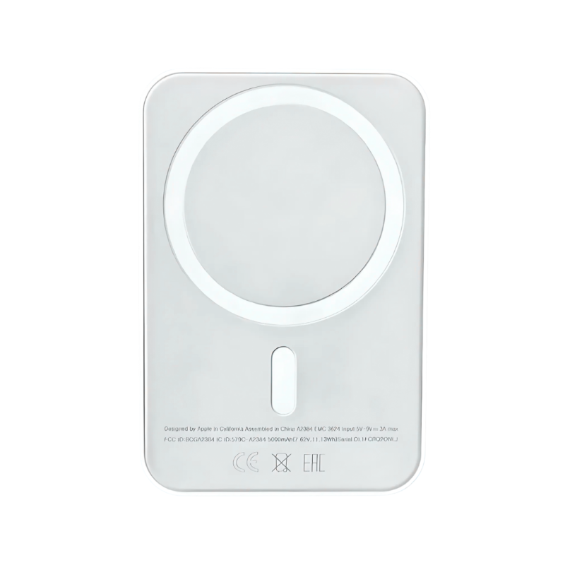 Павербанк з бездротової магнітною зарядкою 5000мАгод, Powerbank бездротової для iPhone MagSafe White