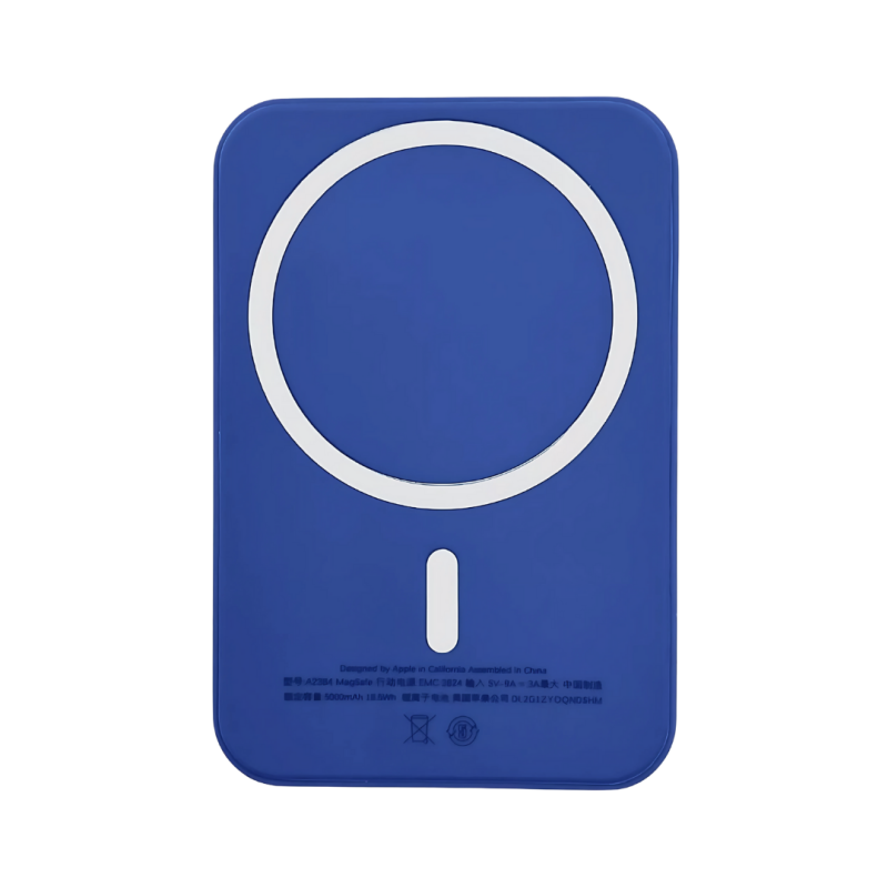 Павербанк з бездротовою магнітною зарядкою 5000мАч, Powerbank бездротової для iPhone MagSafe Blue