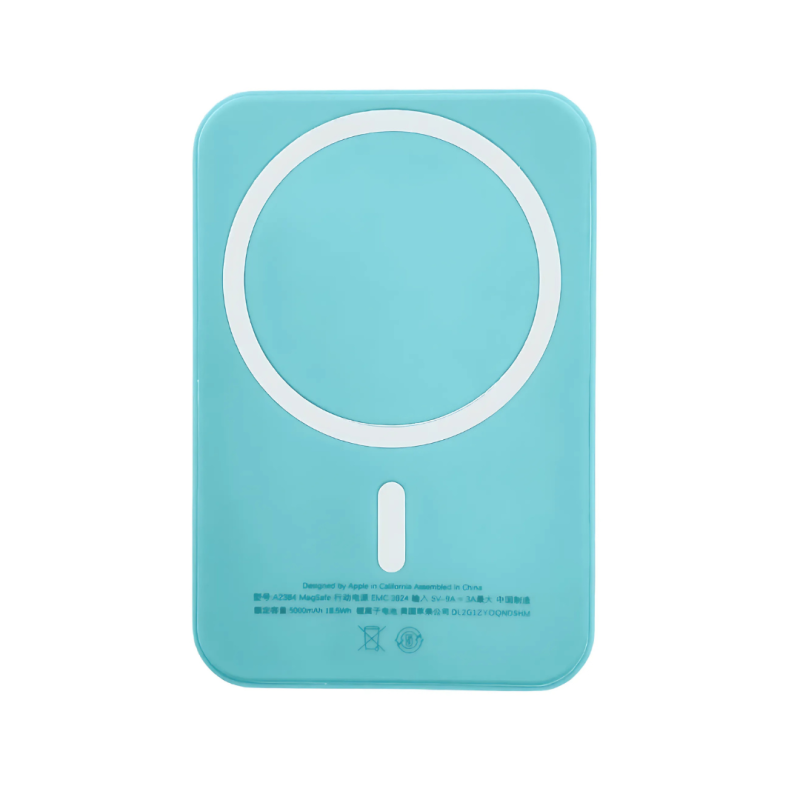 Павербанк з бездротовою магнітною зарядкою 5000мАч, Powerbank бездротової для iPhone MagSafe LightBlue
