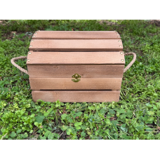Скриня декоративна, дерев“яна, ящик у формі скрині з ручками з канатів універсальний 29.5 х 19.5 х 25 см