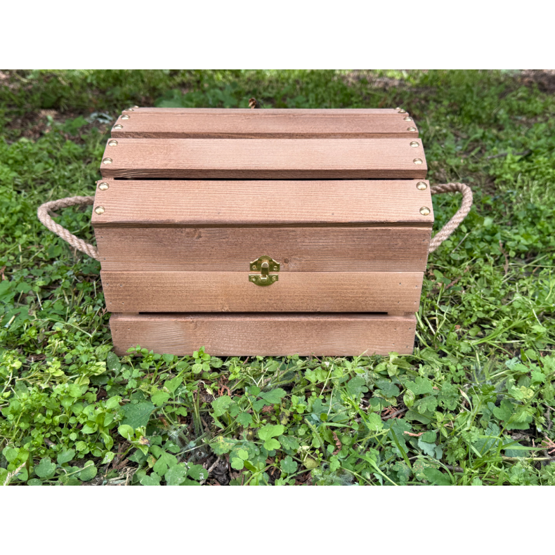 Скриня декоративна, дерев“яна, ящик у формі скрині з ручками з канатів універсальний 29.5 х 19.5 х 25 см