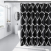 Шторка для ванни водонепроникна Bathlux 180x180 см з гачками, фіранка для ванної, Чорна з малюнком