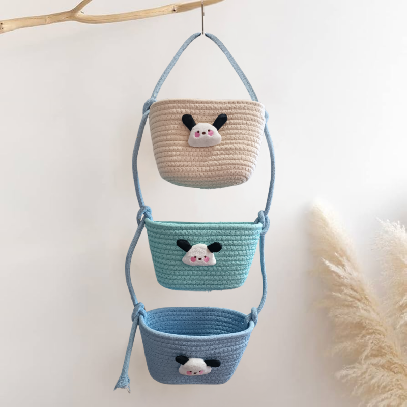Навісний органайзер для дітей | Плетений кошик для зберігання іграшок, аксесуарів в дитячу кімнату, Почакко