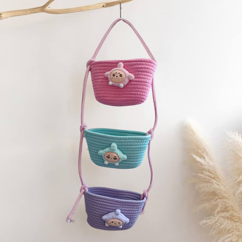 Навісний органайзер для дітей | Плетений кошик для зберігання іграшок, аксесуарів в дитячу кімнату, Зірка