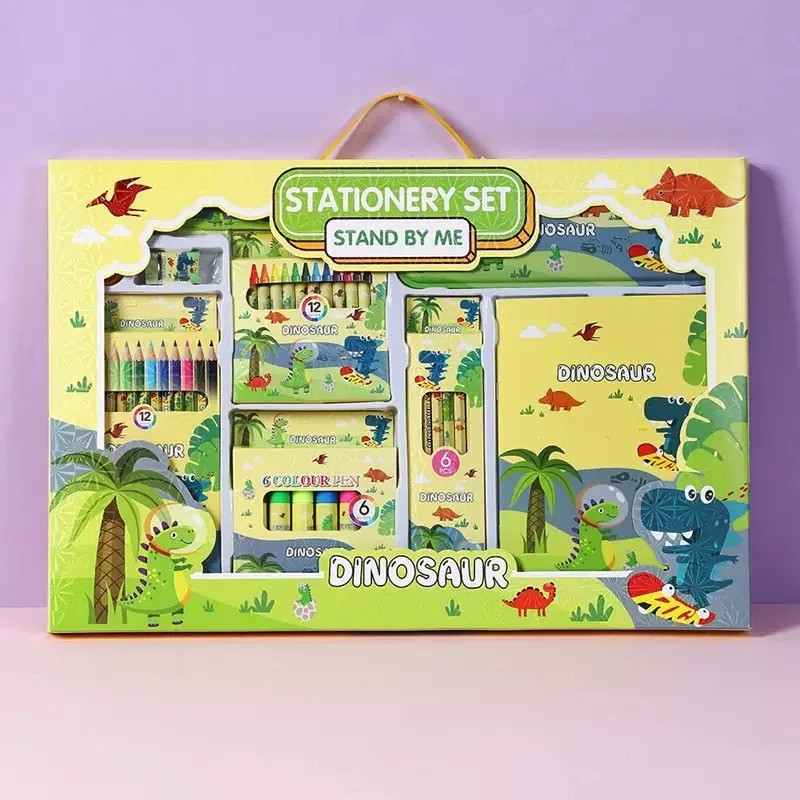 Набір для творчості та малювання, “Динозаври“ подарунковий набір канцелярії для дітей пенал, олівці, маркери