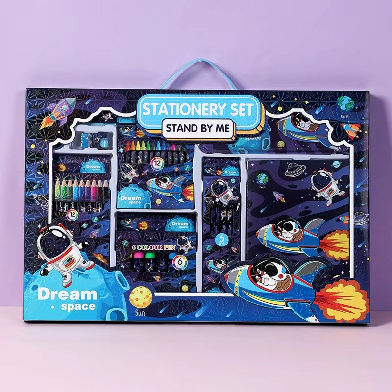 Набір для творчості та малювання, “Космос“ подарунковий набір канцелярії для дітей пенал, олівці, маркери
