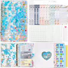 Блокнот-планер для фінансів формат А6, планер бюджету та зберігання грошей, органайзер прозорий з блискітками