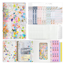 Блокнот-планер для фінансів формат А6, планер бюджету та зберігання грошей, органайзер прозорий з блискітками