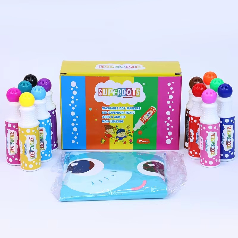 Набор маркеров DOT для творчества точечные, пальчиковые для рисования и живописи на водной основе,12 цветов