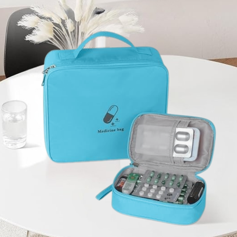 Комплект сумок для медикаментів дорожні органайзери для подорожей, аптечки для ліків, блакитна