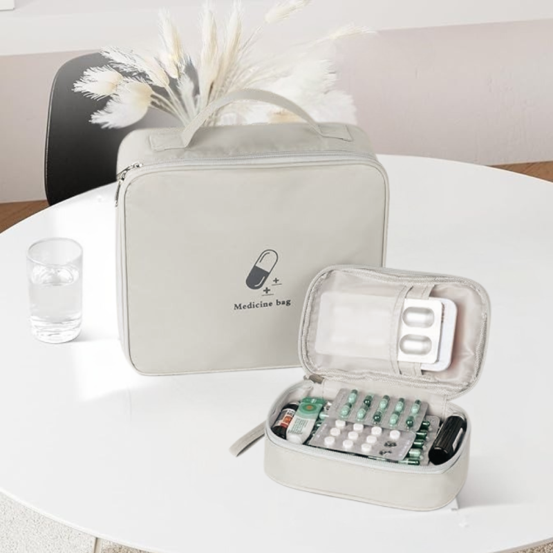 Комплект сумок для медикаментів дорожні органайзери для подорожей, аптечки для ліків, сірі