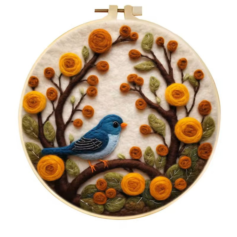 Набір для сухого валяння “Картина з вовни” Пташка на гілці