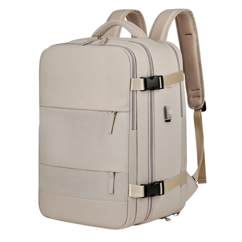 Рюкзак міський для подорожей дорожній з захистом від вологи матеріал з портом для зарядки 40х20х25 см, бежевий