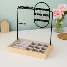 Настільна стійка для прикрас, ланцюжків, браслетів, кілець, дерев“яна, органайзер для коштовностей і аксесуарів 28х23,3х13,8 см