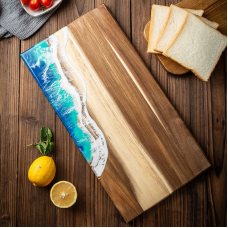 Обробна дошка для кухні з бамбука, дошка на кухню для оброблення з візерунком морської хвилі бамбукова 45 х 23 см