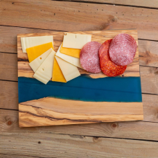 Обробна дошка для кухні з бамбука, дошка на кухню для оброблення з візерунком морської хвилі бамбукова 40 х 30 см