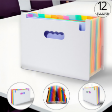 Папка-органайзер для зберігання документів і файлів формат А4 на 12 відділень,, з кольоровими вкладками, чорна 330x240x20 мм