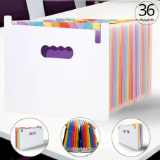 Папка-органайзер для зберігання документів і файлів формат А4 на 36 відділень,, з кольоровими вкладками, чорна 330x240x40 мм