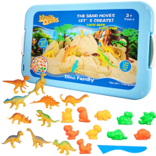 Кінетичний пісок для дітей “Dino Family“, маса для ліплення Набір дитячий, ігровий для творчості з формами для ліплення