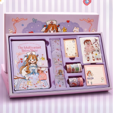 Блокнот з канцелярським приладдям, Дитячий в подарунковій упаковці набір для дівчаток 390х240 см, фіолетовий