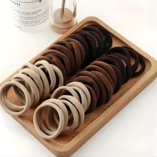 Набір жіночих гумок для волосся, пучків, хвостів м“які 50 шт, міцні, спандекс еластичні, однотонні коричневі