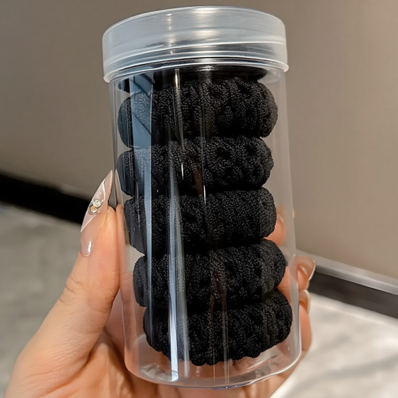 Набір жіночих гумок для волосся, пучків, хвостів м“які 6 шт, міцні, спандекс еластичні, однотонні чорні